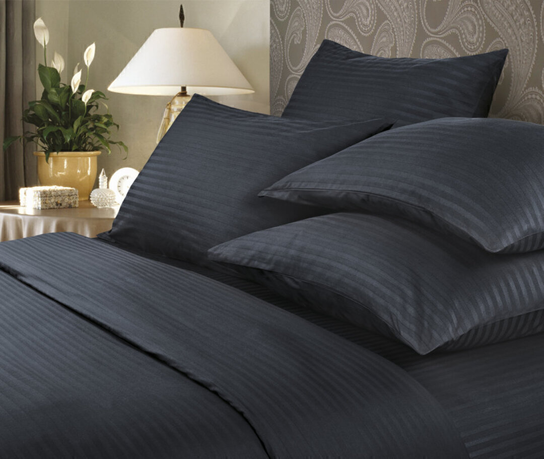 КПБ  страйп-сатин (нав 70*70) Verossa Stripe <70005 Black>