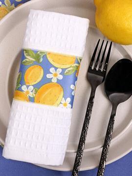 Полотенце вафельное Lemons фотопечать Сафия Хоум, 1002 белый 
