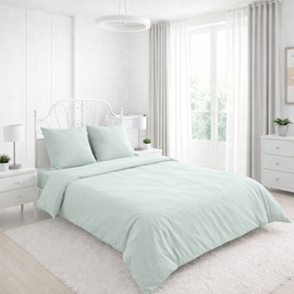 КПБ поплин однотонный Оливковая коллекция с увеличенной простыней на резинке Реноме 